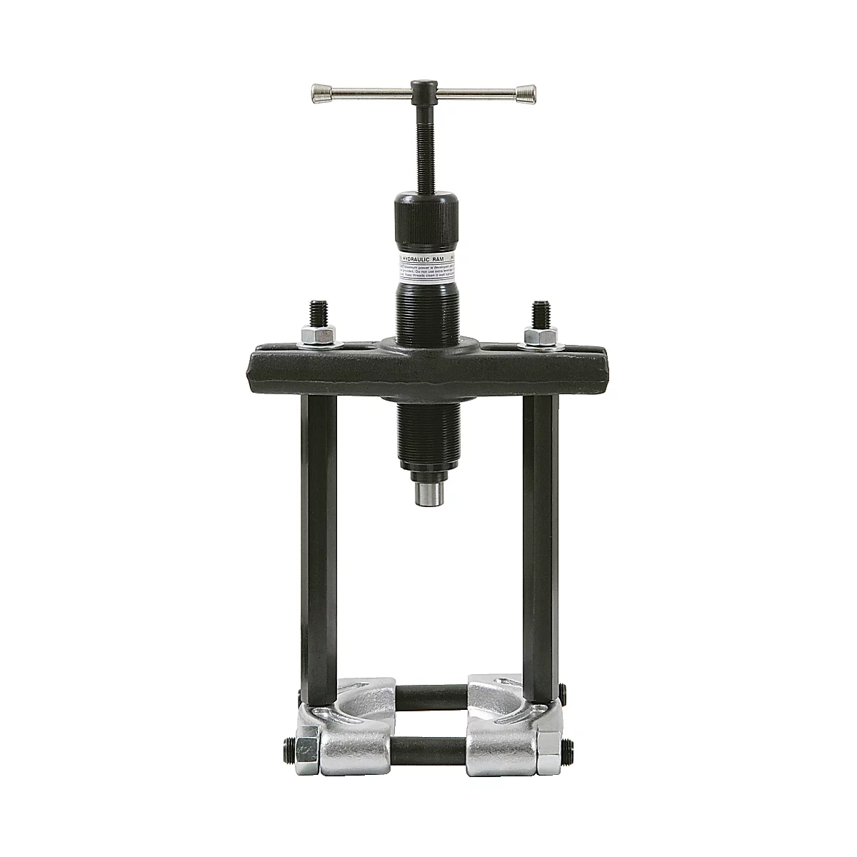 Schwarzes Abziehwerkzeug mit silbernen Schrauben und einem Griff.